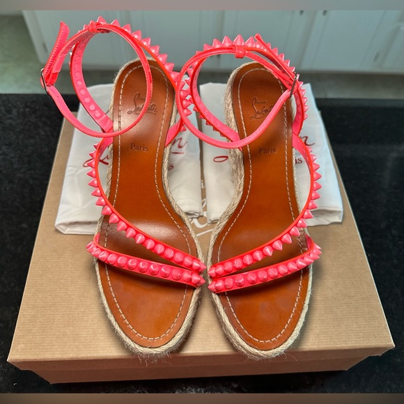 Christian Louboutin MAFALDINA ZEPPA Spiked Platform Wedge Heel Sandal Shoes - Picture 4 of 15